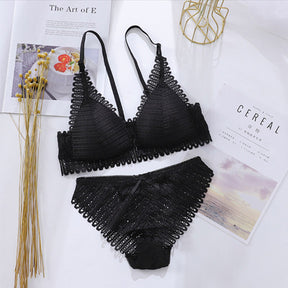 Summer Lace Open Cup Bra Wireless Bra set