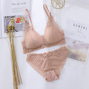 Summer Lace Open Cup Bra Wireless Bra set