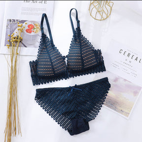 Summer Lace Open Cup Bra Wireless Bra set