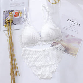 Summer Lace Open Cup Bra Wireless Bra set