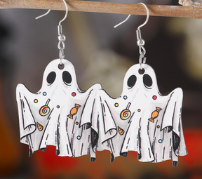 Halloween Ghost Face Pumpkin Earrings