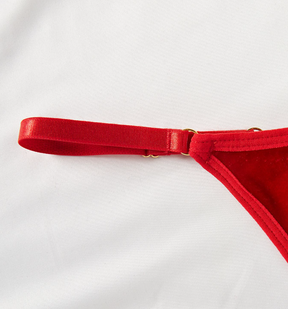 Christmas Red velvet hollow bow sexy lingerie