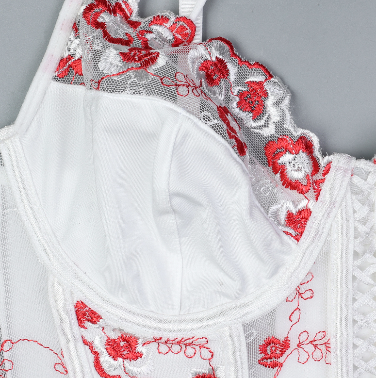 Flower Embroidery Heavy Cotton Sexy Lingerie Set