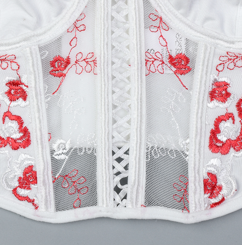 Flower Embroidery Heavy Cotton Sexy Lingerie Set