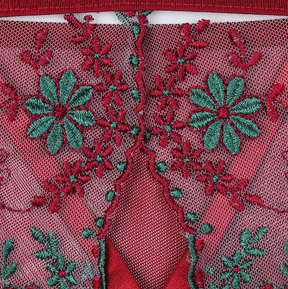 Christmas Detachable Heavy Embroidery Lace Sexy Bodysuit