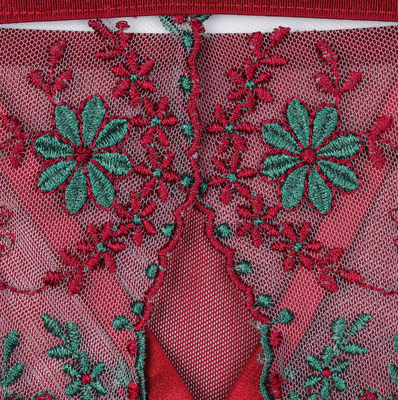 Christmas Detachable Heavy Embroidery Lace Sexy Bodysuit