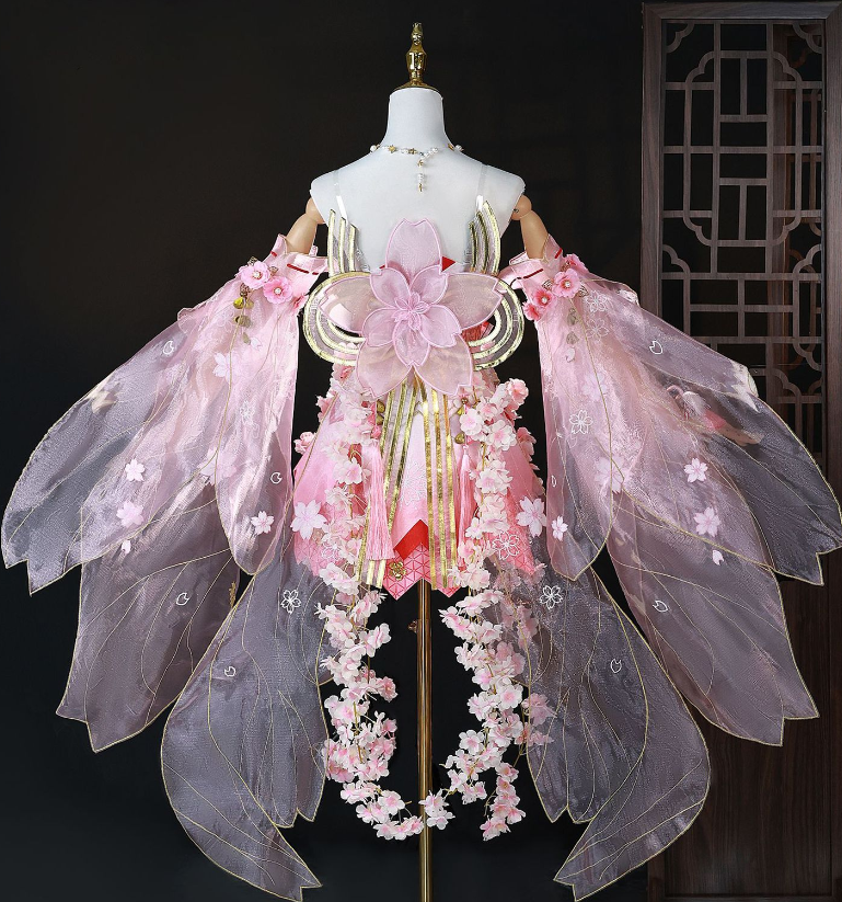 Pink Sakura Cloud Goddess Cosplay Princess Dress Set