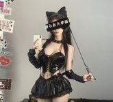 Halloween Cat Girl Patent Leather Sexy Lingerie Set