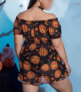 Plus Size Sexy Lingerie Sexy Mesh Pumpkin Print Nightdress Halloween