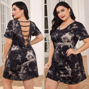 Plus Size Tie Dye Backless Pajamas