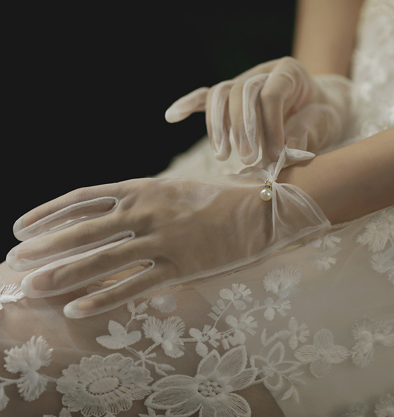 Satin Elegant Pearl Gloves