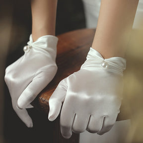 Satin Elegant Pearl Gloves