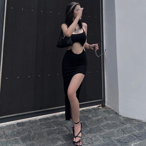 Halter Neck Backless Chain Stitching Sexy Dress Club Wear