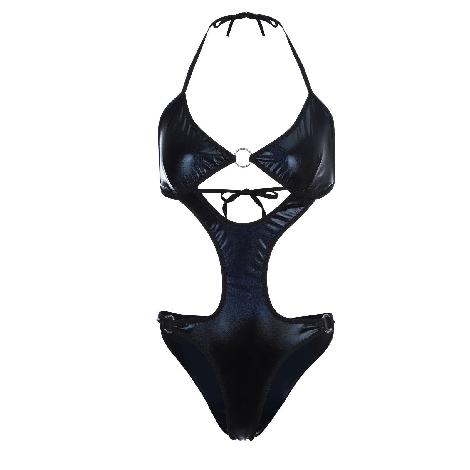 PU Leather Hollow Backless Sexy Bodysuit